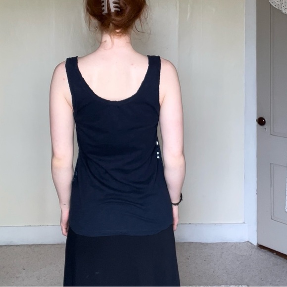 J. Crew Blue Sequin Sparkle Sleeveless Tank Top Raw Hem 100% Cotton Comfy Fun - Picture 12 of 12